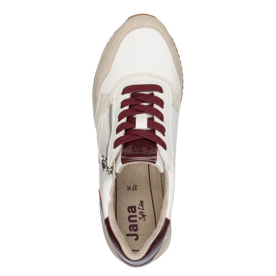Jana 23774-43-154 Ladies Sneaker-White Bordo H