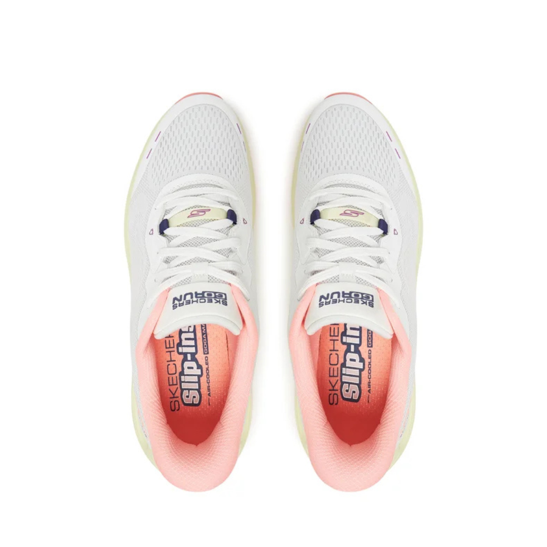 Skechers 129400 Ladies Trainer-White/Pink Slip Ins