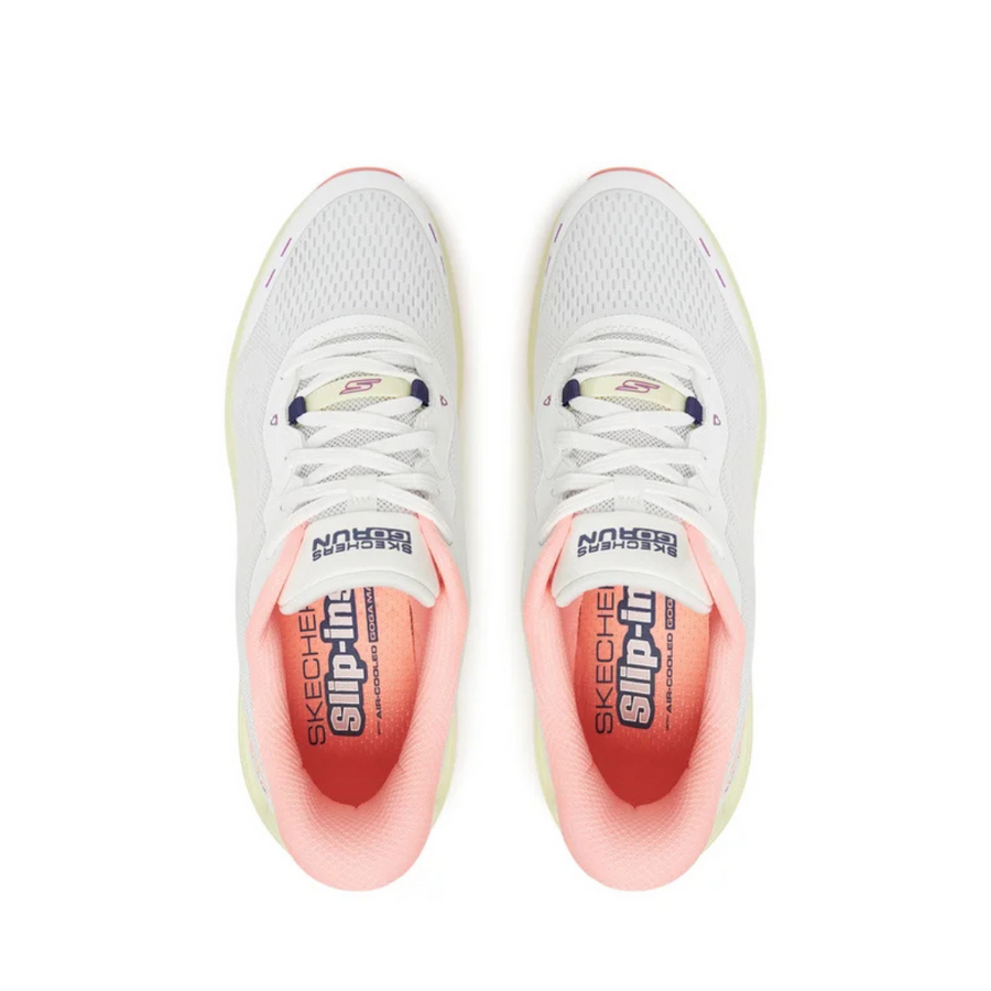 Skechers 129400 Ladies Trainer-White/Pink Slip Ins