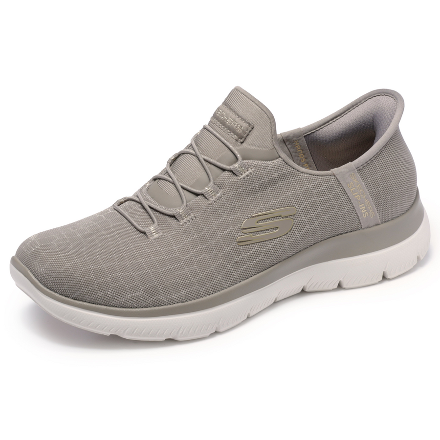Skechers 150128 Ladies Trainer-Taupe/Gold