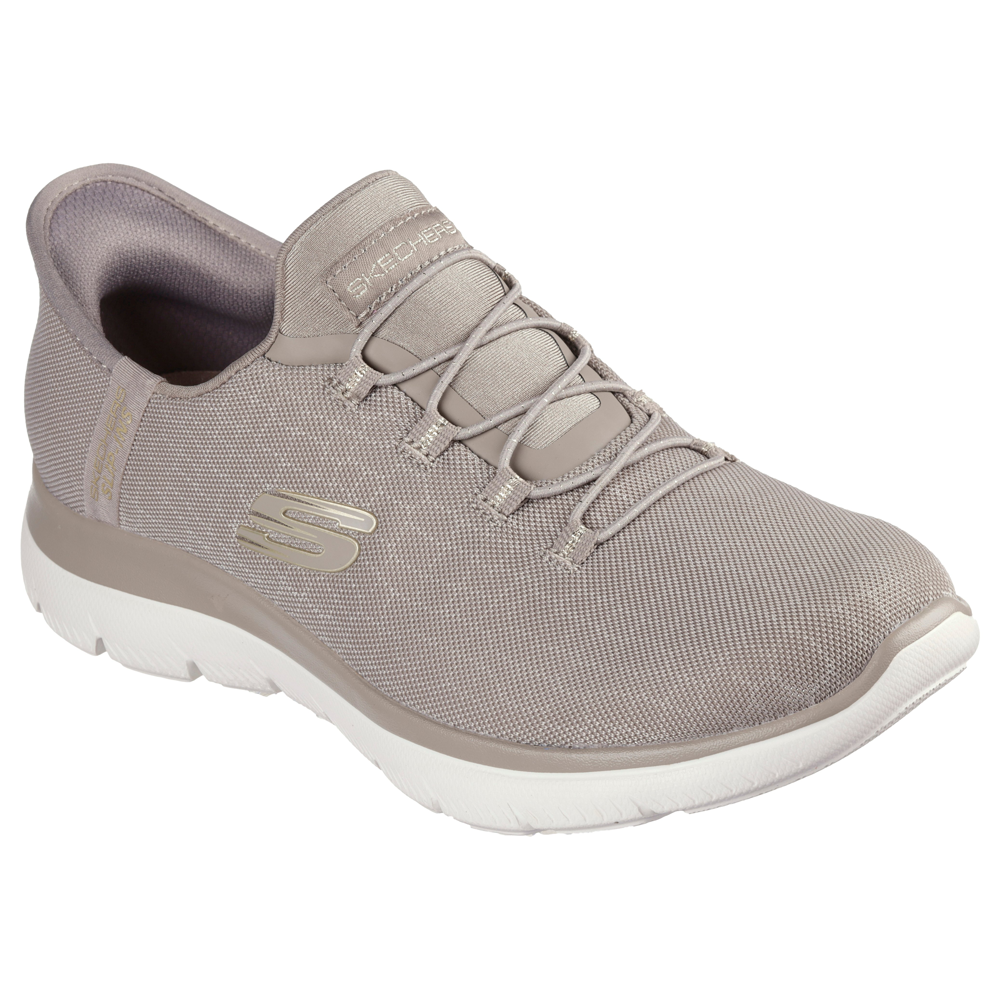 Skechers 150128 Ladies Trainer-Taupe/Gold