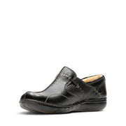 Clarks Un Loop Shoes-Black Lea D