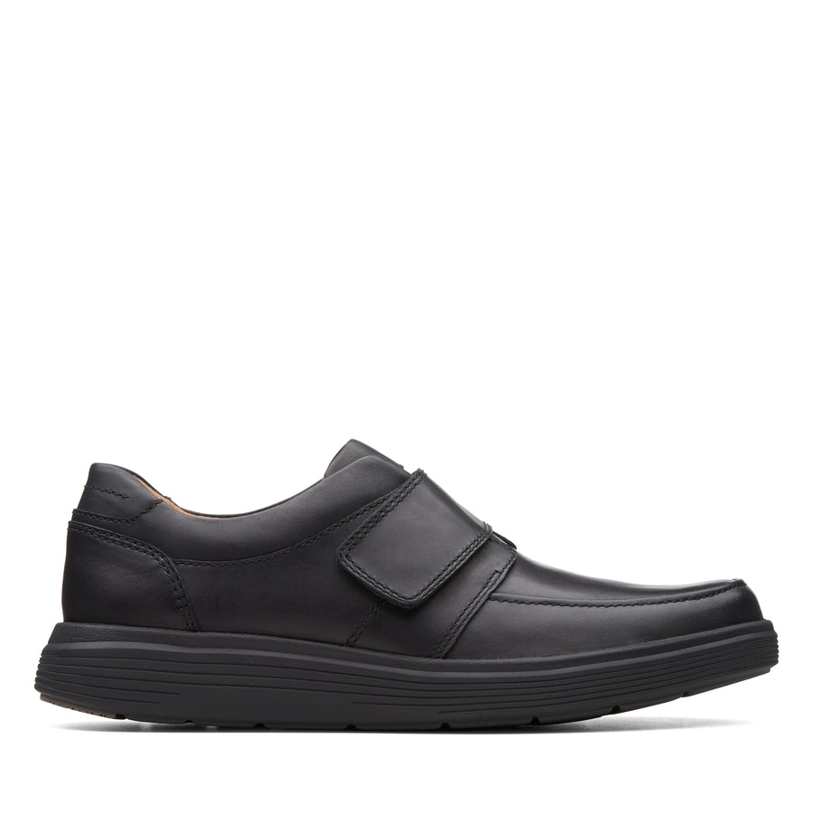 Clarks Un Abode Strap Shoe-Black Lea H