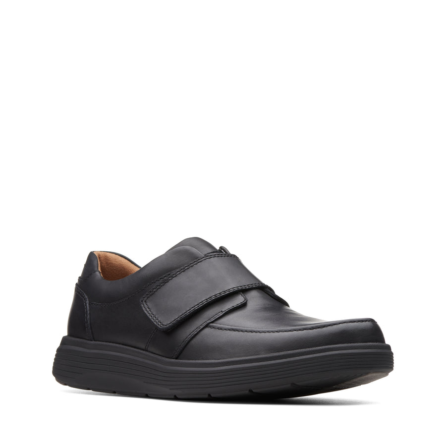 Clarks Un Abode Strap Shoe-Black Lea H