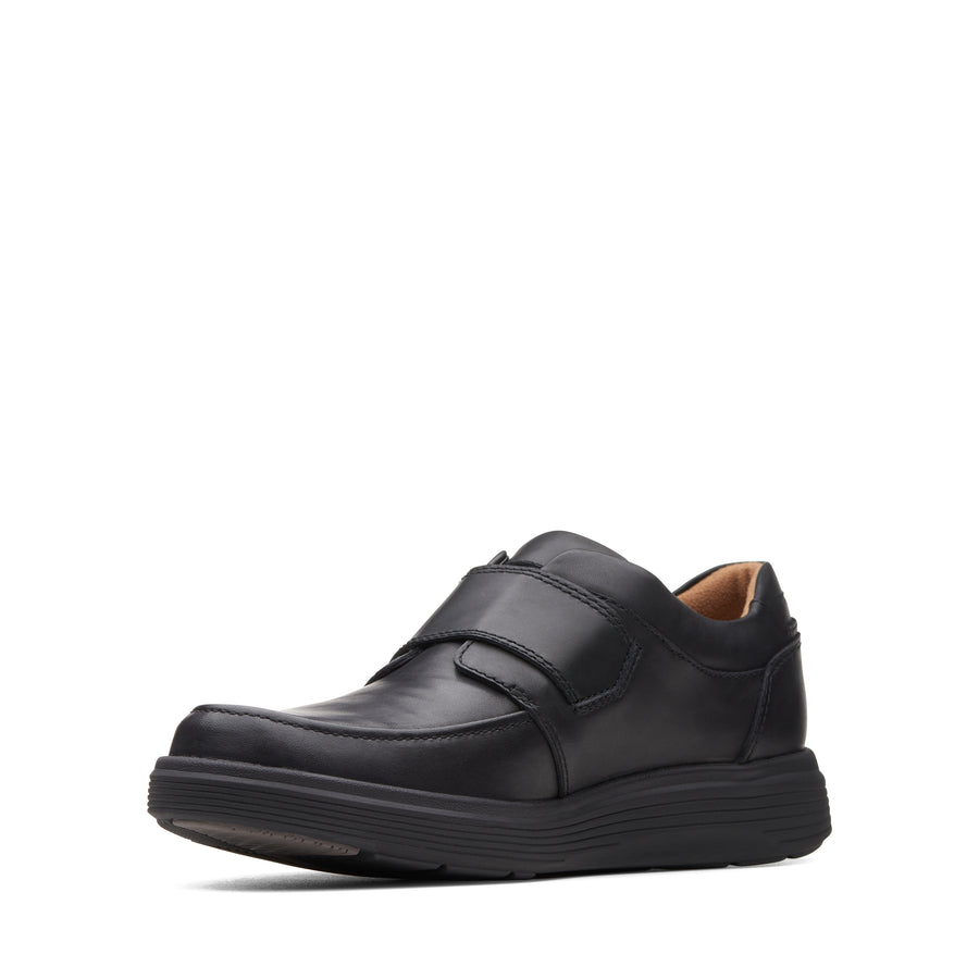 Clarks Un Abode Strap Shoe-Black Lea H