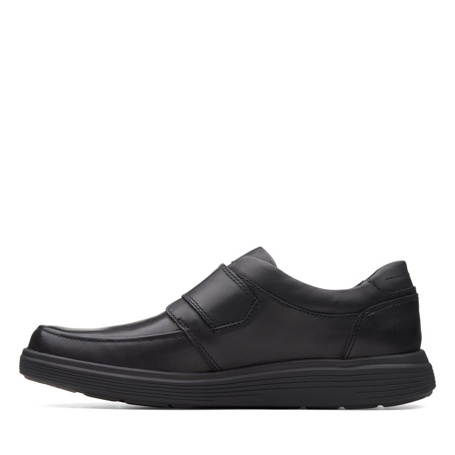 Clarks Un Abode Strap Shoe-Black Lea H