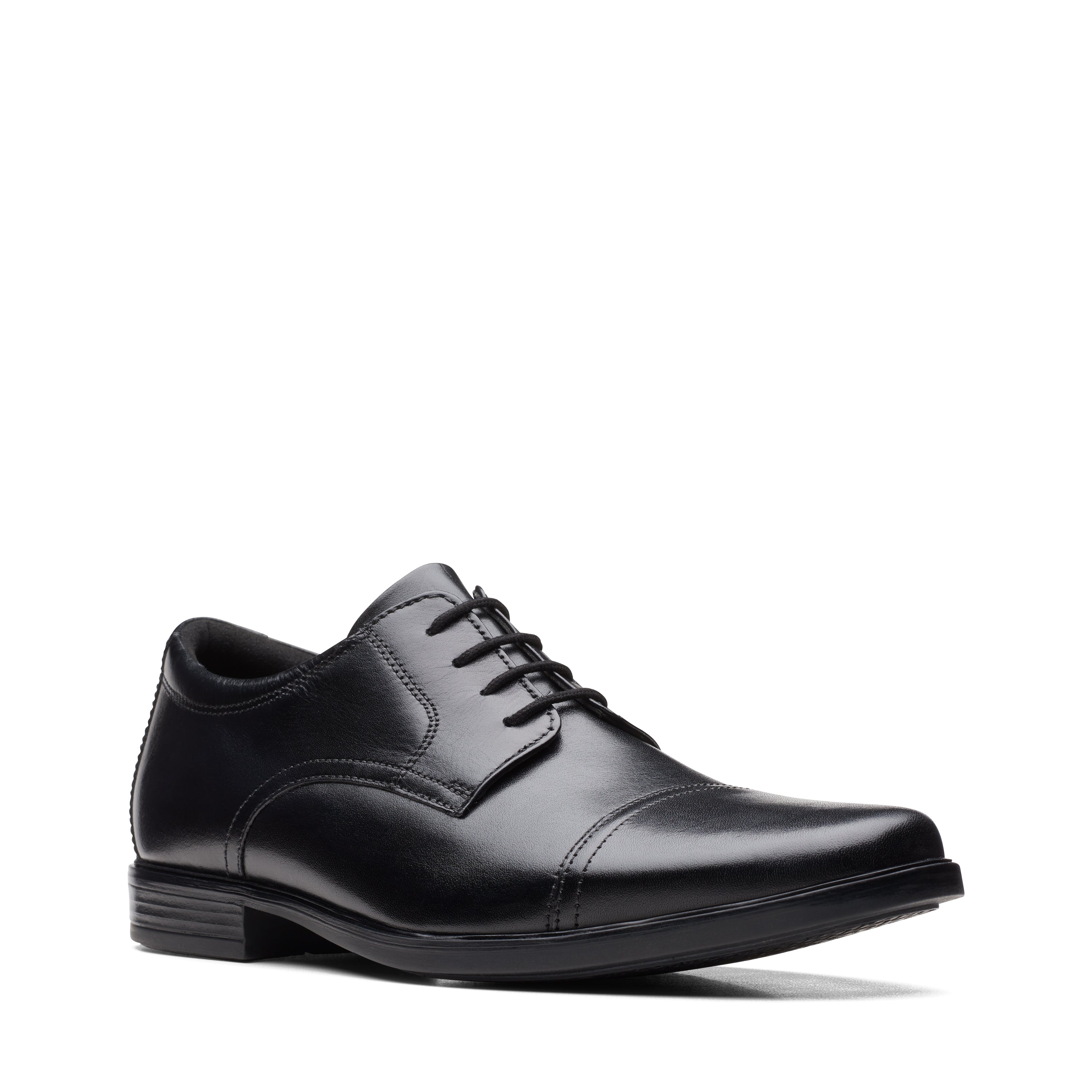 Clarks Howard Cap Shoe-Black Lea G