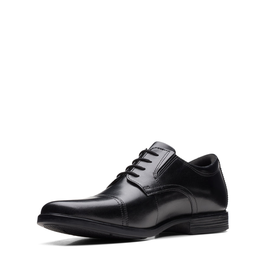 Clarks Howard Cap Shoe-Black Lea H