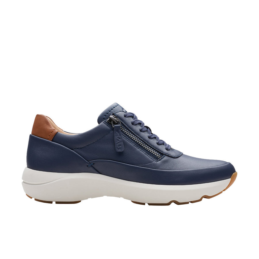 Clarks Tivoli Zip Trainer-Navy Leather D