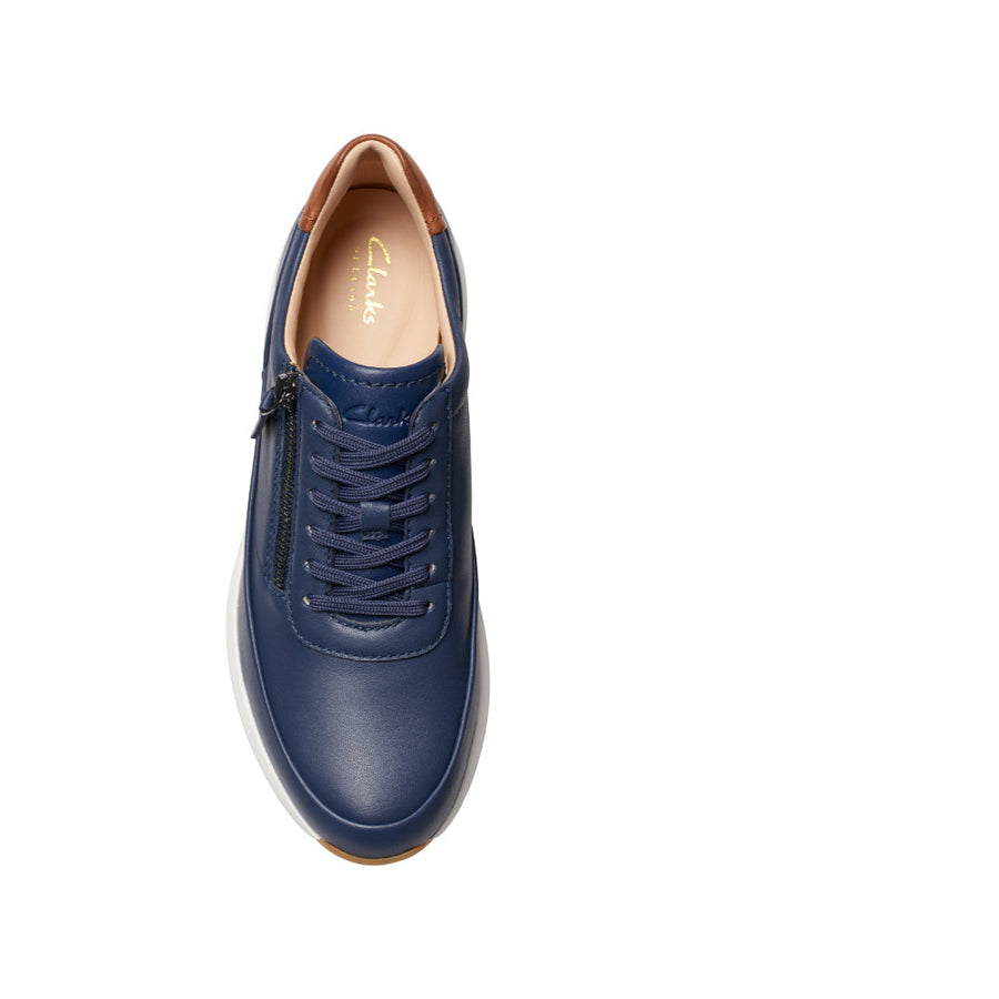 Clarks Tivoli Zip Trainer-Navy Leather D
