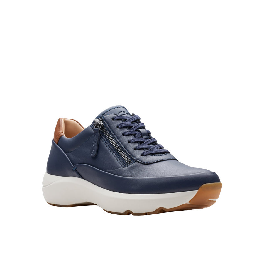 Clarks Tivoli Zip Trainer-Navy Leather D