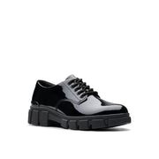 Clarks Evyn Lace Y School Shoe-Black Pat F