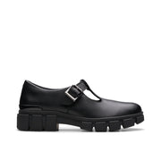 Clarks Evyn Bar Y School Shoe-Black Lea G