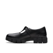 Clarks Evyn Bar Y School Shoe-Black Lea G