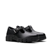 Clarks Evyn Bar Y School Shoe-Black Lea G