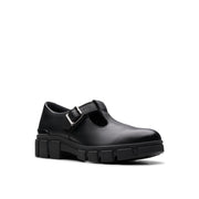 Clarks Evyn Bar Y School Shoe-Black Lea G