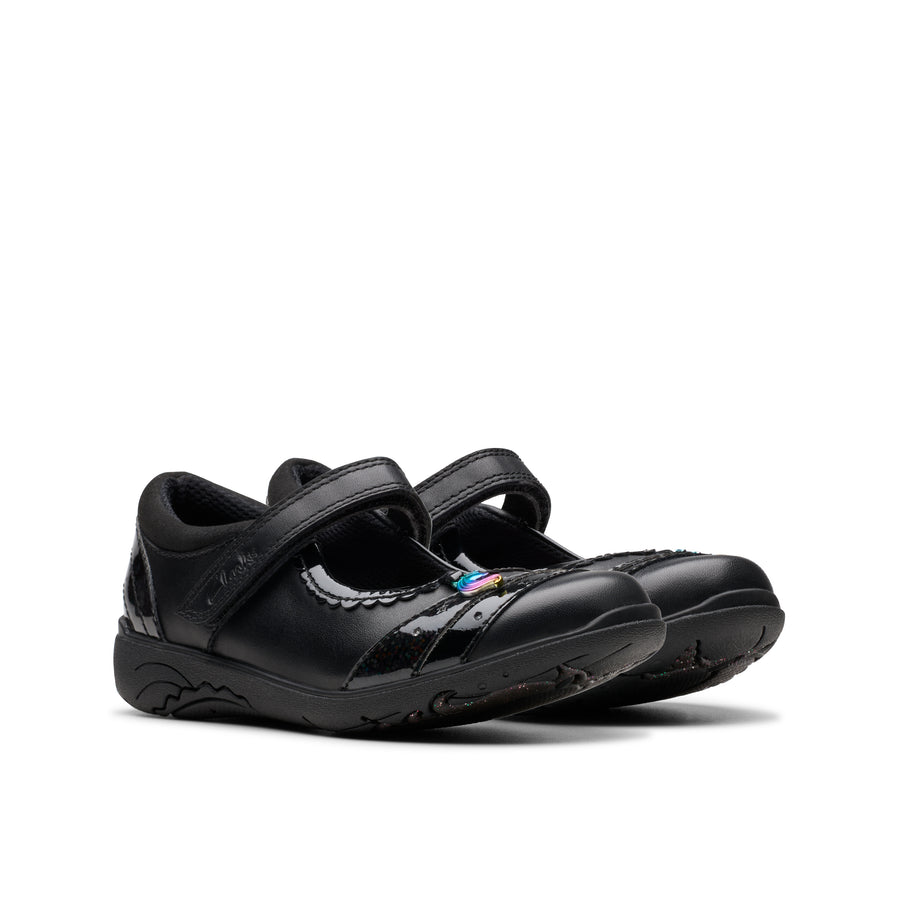 Clarks Relda Spark K Shoe-Black Lea F