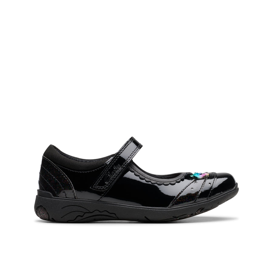 Clarks Relda Spark K Shoe-Black Pat H