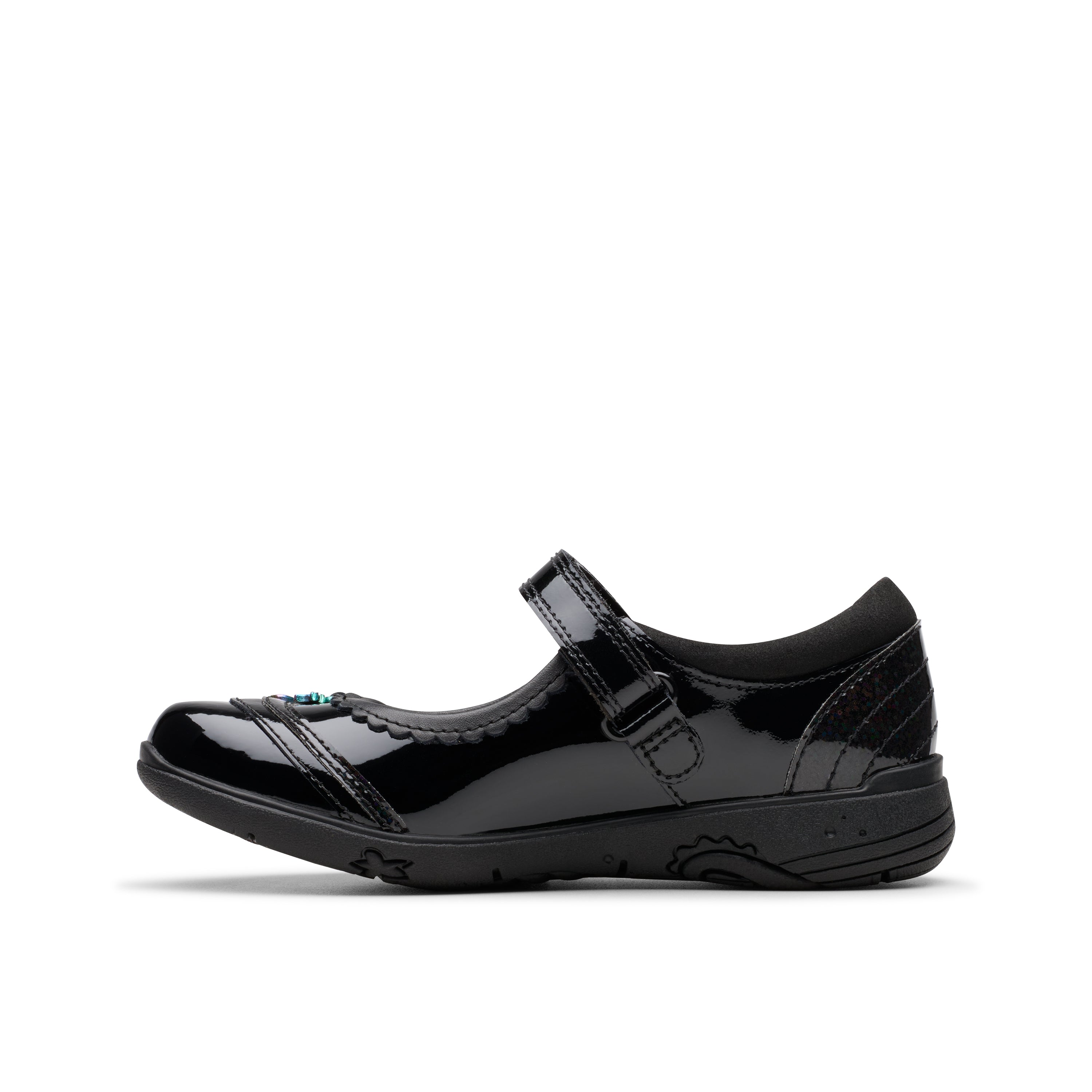 Clarks Relda Spark K Shoe-Black Pat F