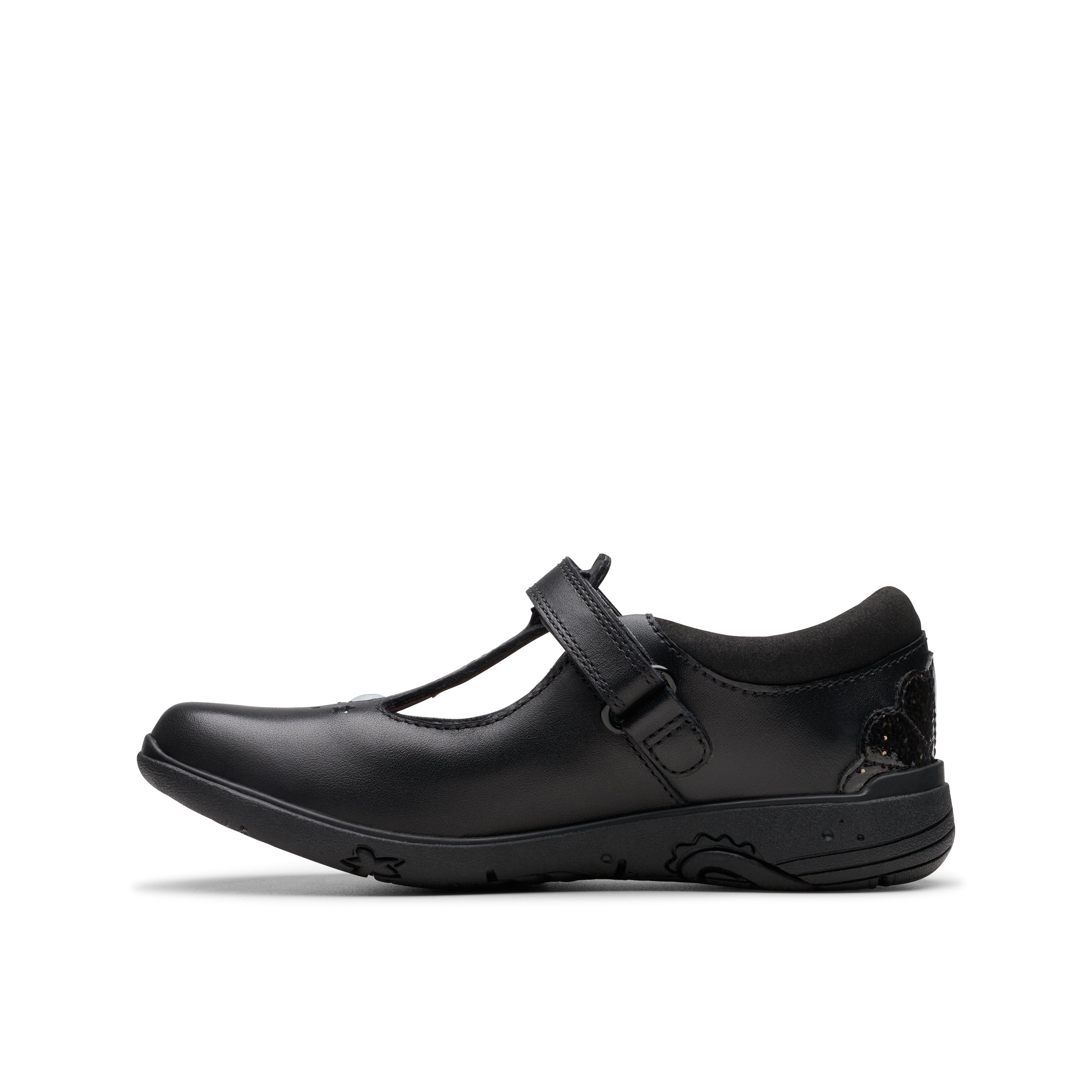 Clarks Relda Gem K School-Black Lea F