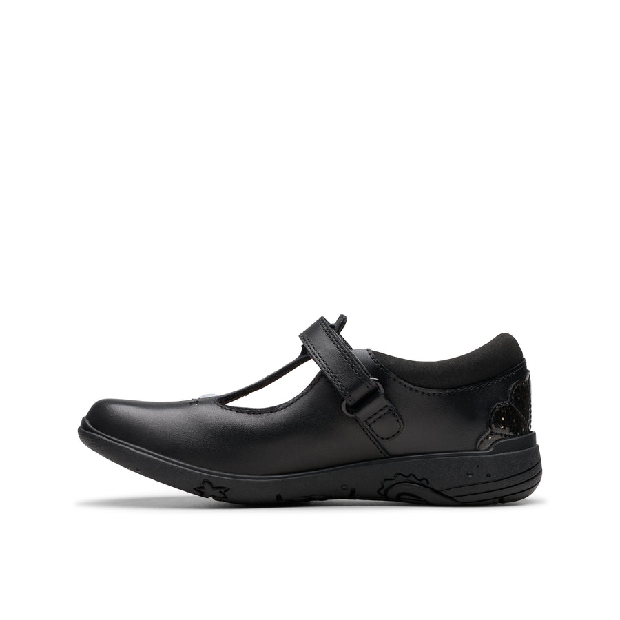 Clarks Relda Gem K School-Black Lea G