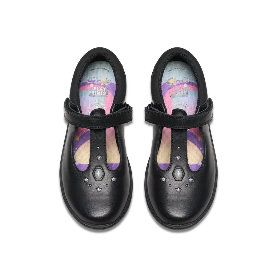 Clarks Relda Gem K School-Black Lea G