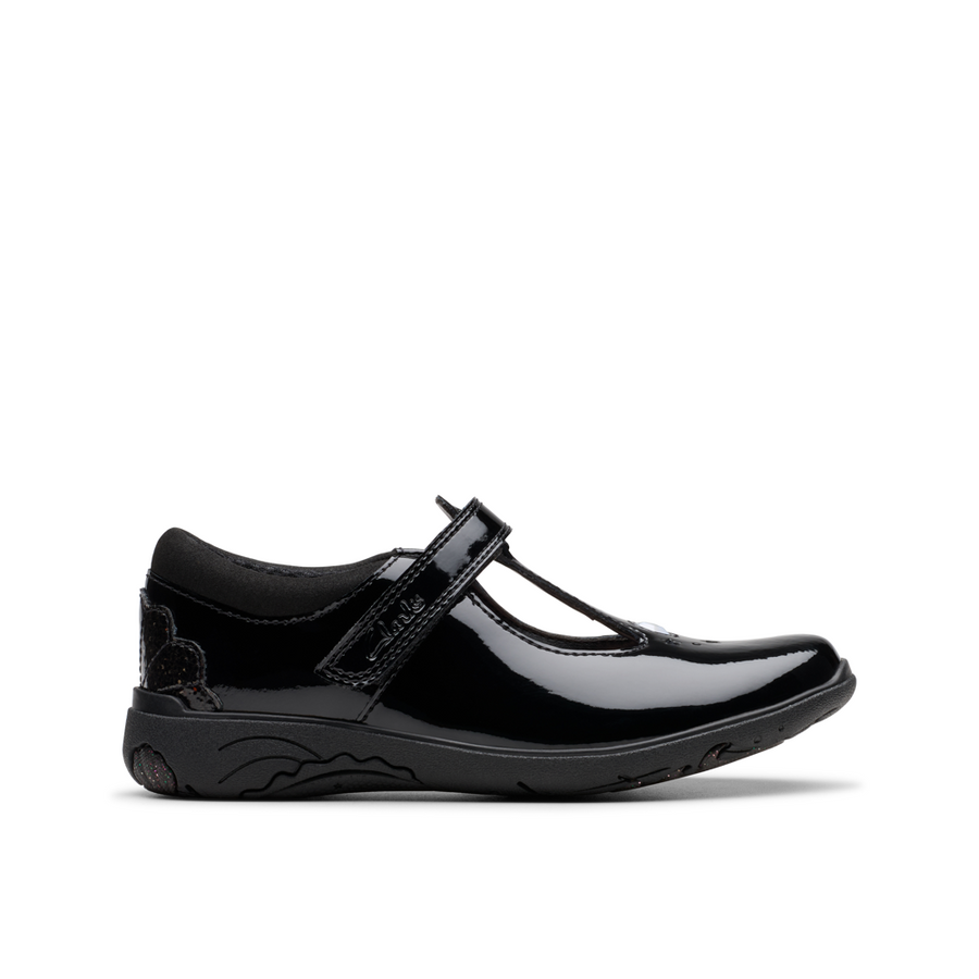 Clarks Relda Gem K School-Black Patent F