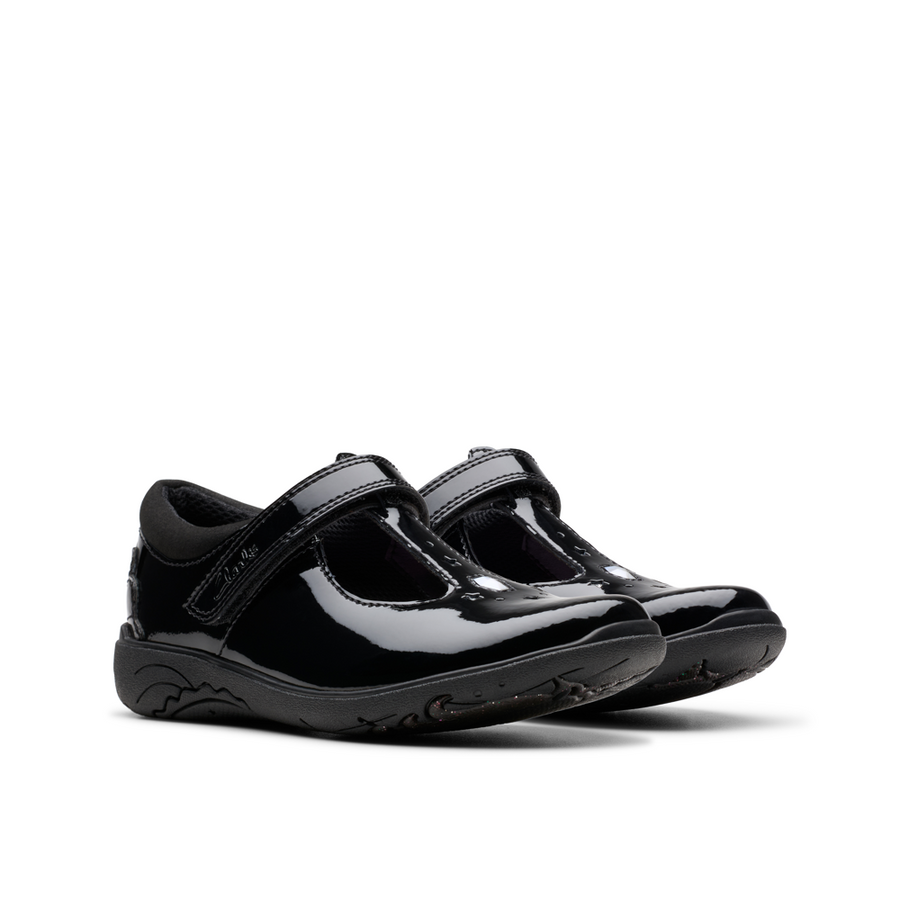 Clarks Relda Gem K School-Black Patent F