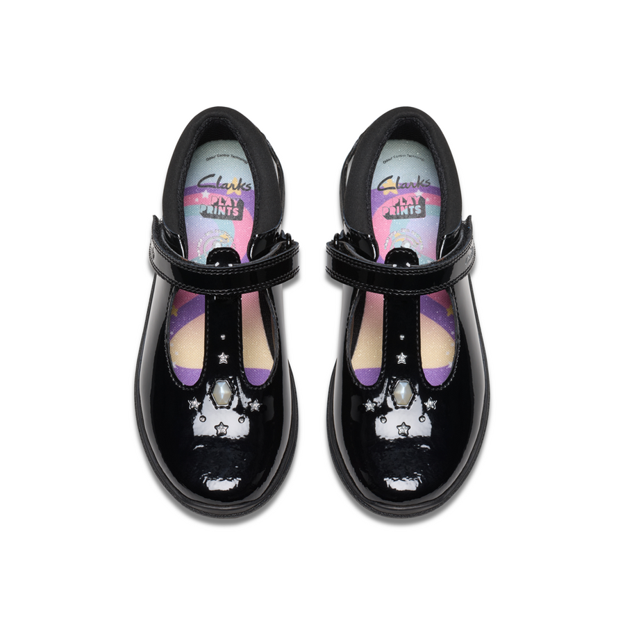 Clarks Relda Gem K School-Black Patent F