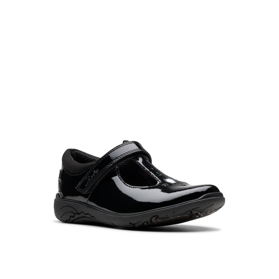 Clarks Relda Gem K School-Black Patent F