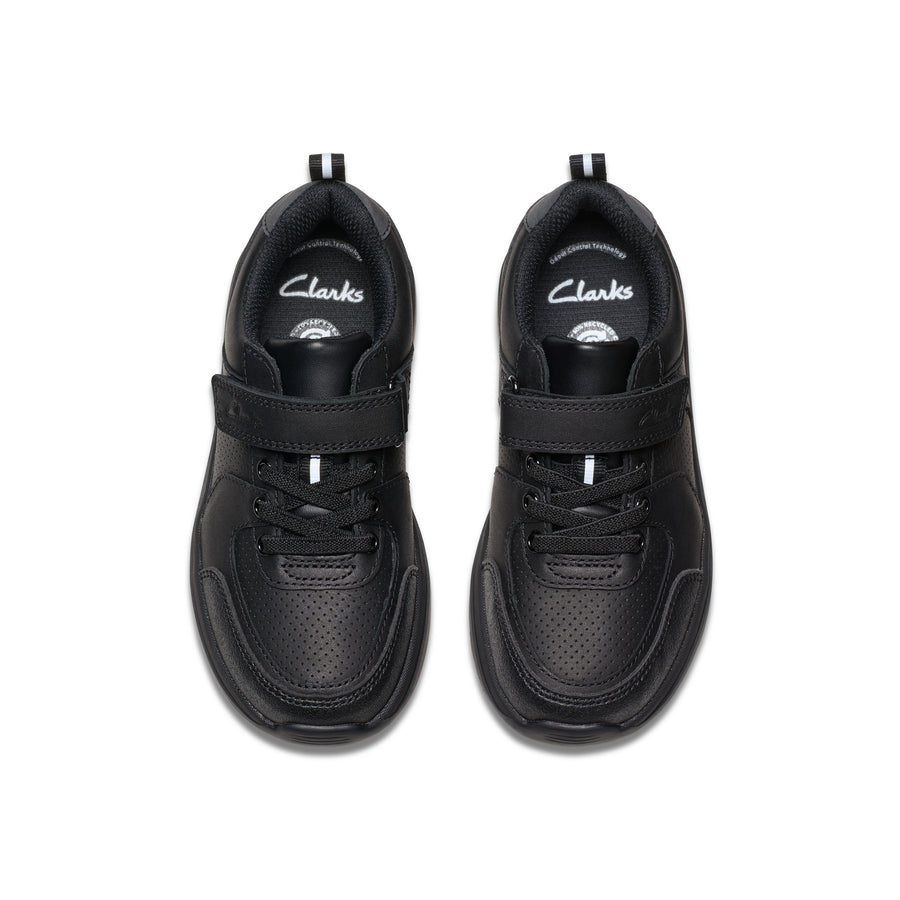 Clarks Daze Bright K School-Black Lea G