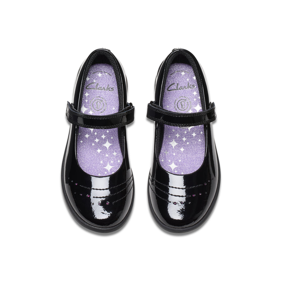 Clarks Etch Gem K School-Black Pat F