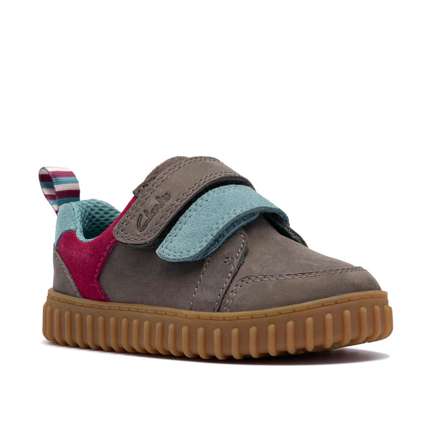 Clarks Cove Pop T Boys Shoe-Grey G