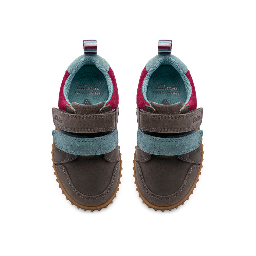 Clarks Cove Pop T Boys Shoe-Grey G