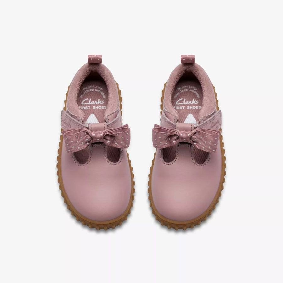 Clarks Cove Bow T Girls Shoe-DUSTY PINK G