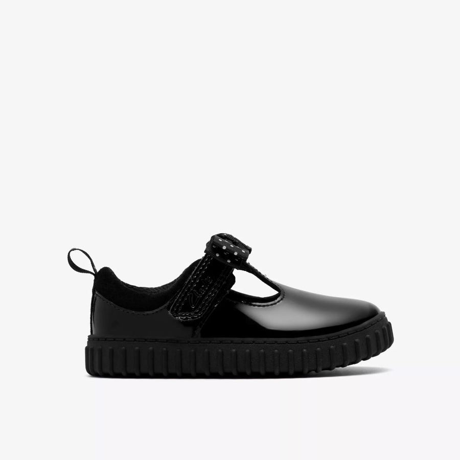 Clarks Cove Bow T Girls Shoe-Black Patent G