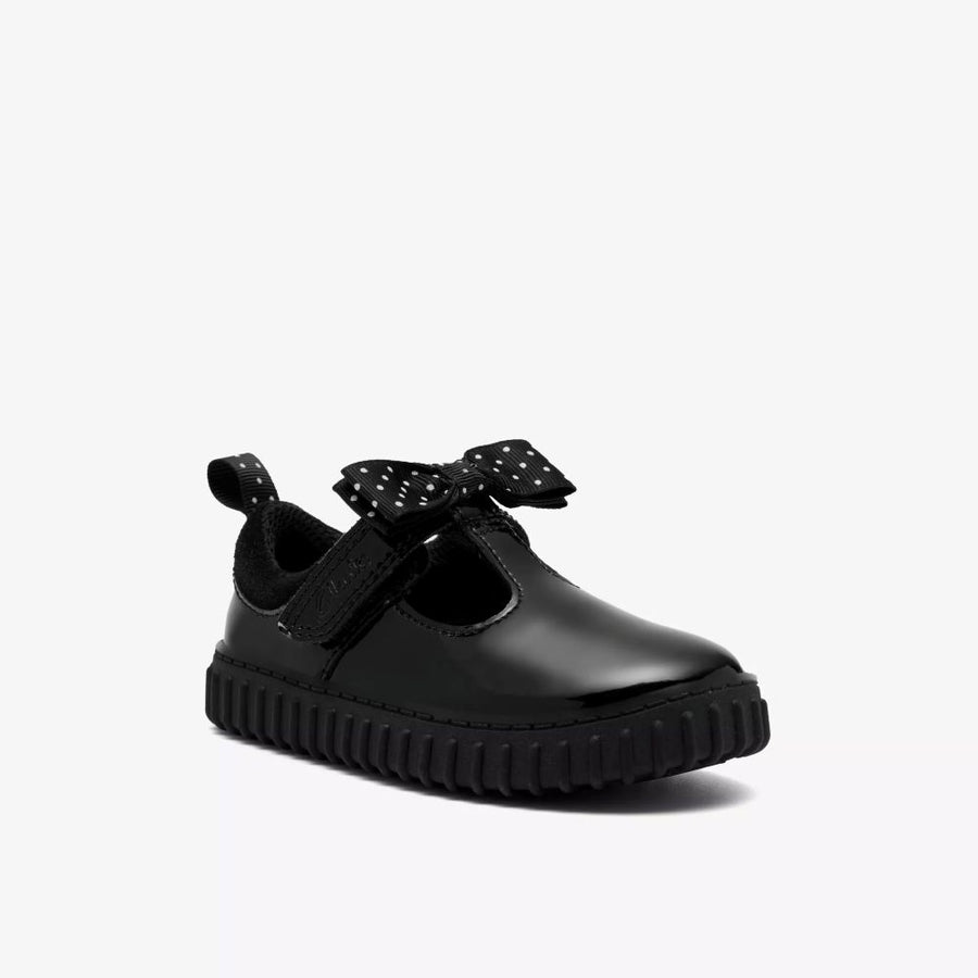 Clarks Cove Bow T Girls Shoe-Black Patent G