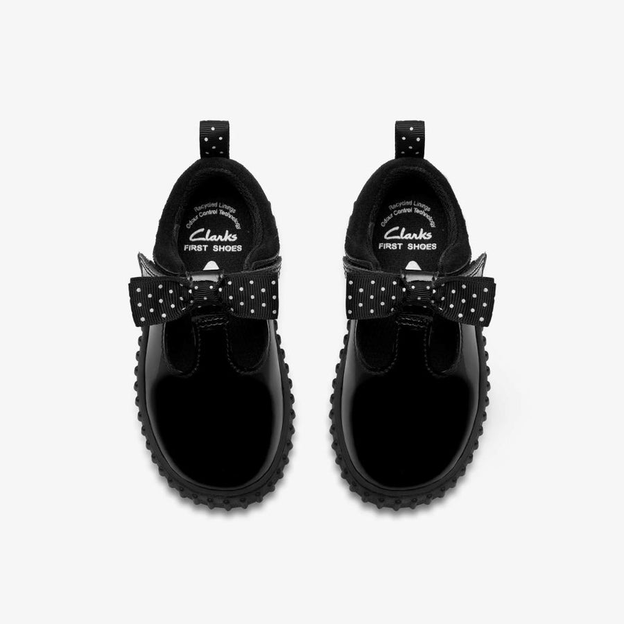 Clarks Cove Bow T Girls Shoe-Black Patent G