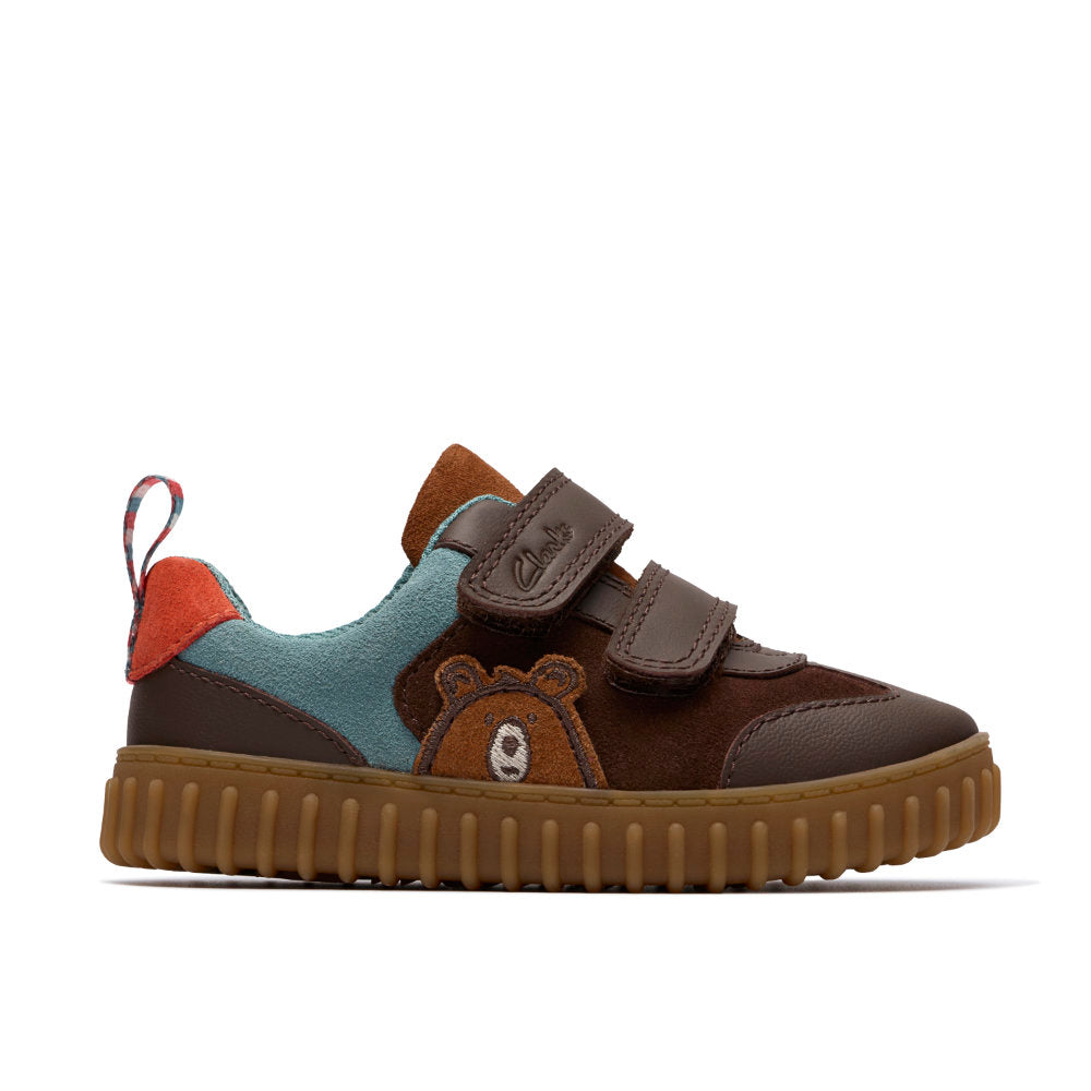 Clarks Cove Den T Boys Shoe-Brown Leather G
