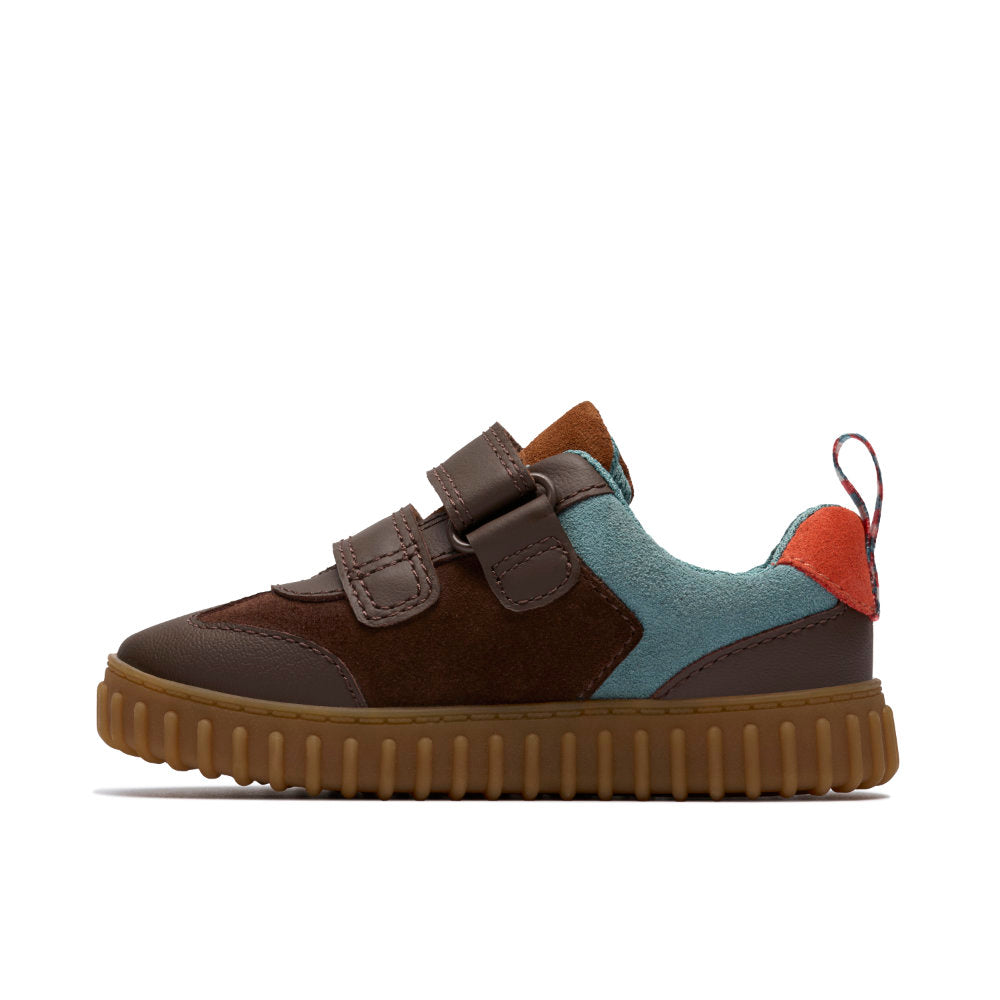 Clarks Cove Den T Boys Shoe-Brown Leather G