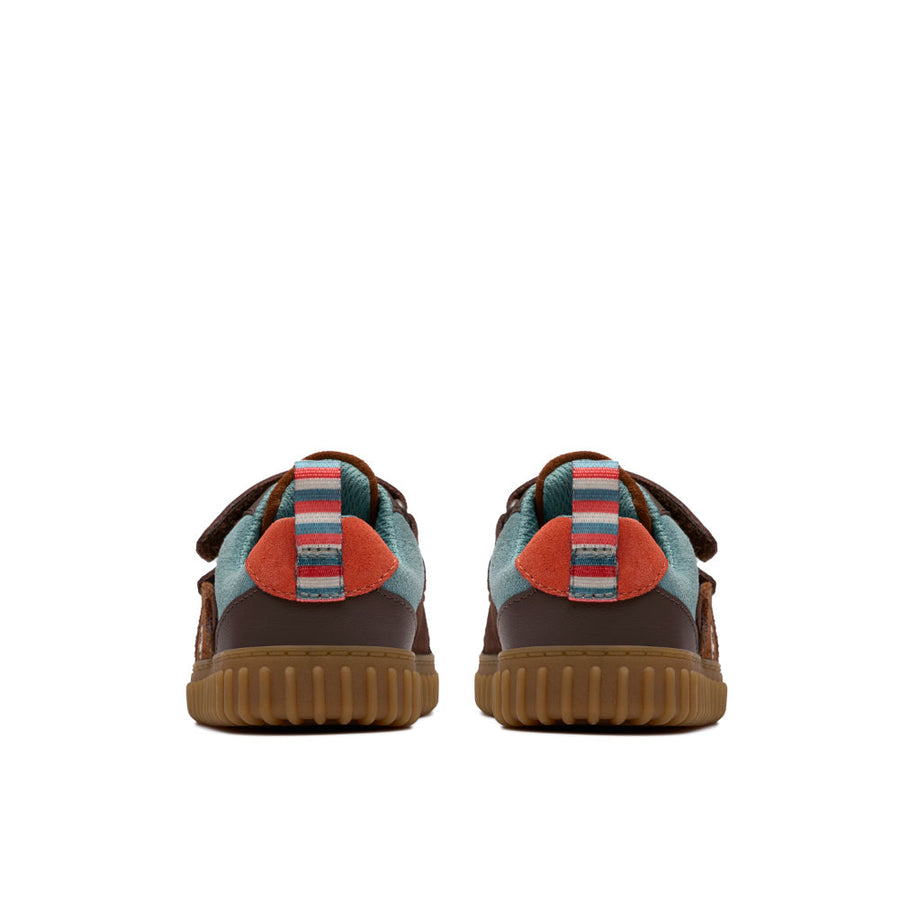 Clarks Cove Den T Boys Shoe-Brown Leather F