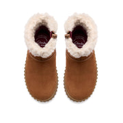 Clarks Cove Warm T Girls Boots-Tan Suede Leather F