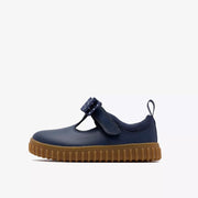 Clarks Cove Bow T Girls Shoe-Navy Leather G