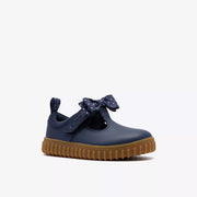 Clarks Cove Bow T Girls Shoe-Navy Leather G