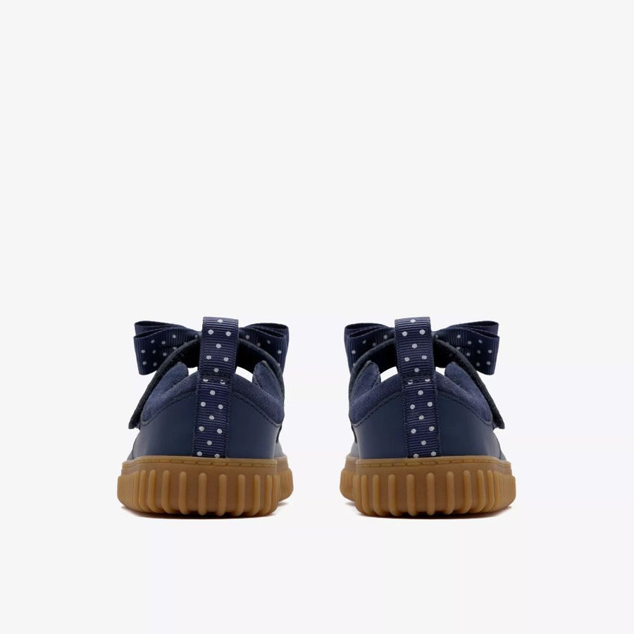 Clarks Cove Bow T Girls Shoe-Navy Leather G