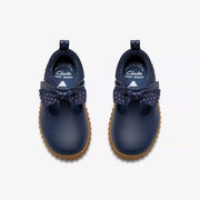 Clarks Cove Bow T Girls Shoe-Navy Leather G