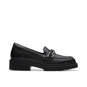 Clarks Eris Edge Y School Shoe-Black Leather F