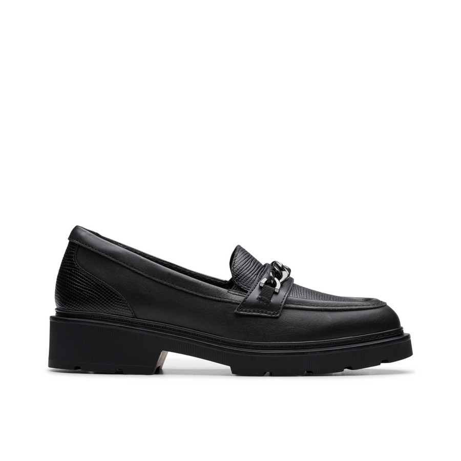 Clarks Eris Edge Y School Shoe-Black Leather F