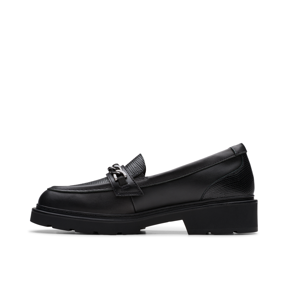 Clarks Eris Edge Y School Shoe-Black Leather F