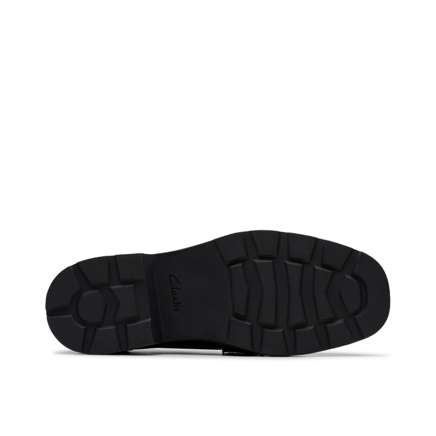 Clarks Eris Edge Y School Shoe-Black Leather F
